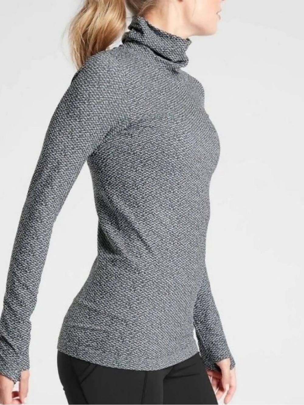 Athleta Flurry Peak Turtleneck Top Long Sleeve Heathered Women’s Medium Gray